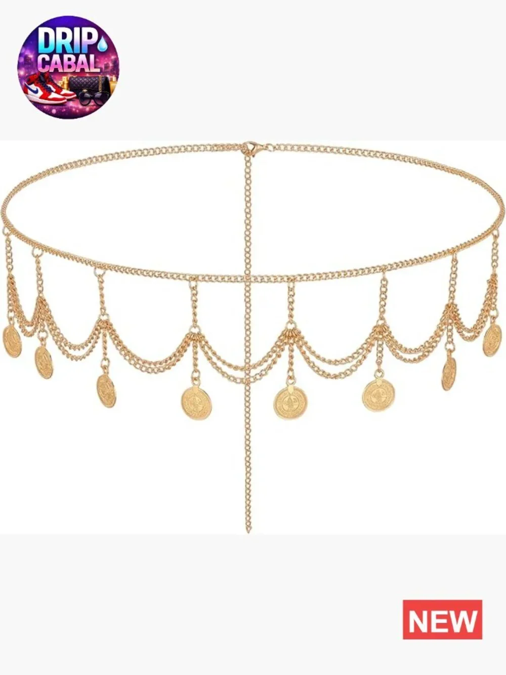 Metal Chain Belt with Lobster Clasp Adjustable Fit for Waist